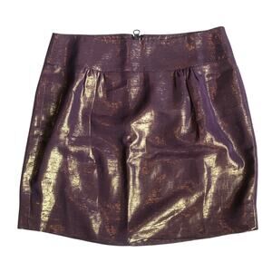 Vera Wang Purple Gold Holographic Mini Skirt Women 6 Metallic Exposed Zipper Y2K
